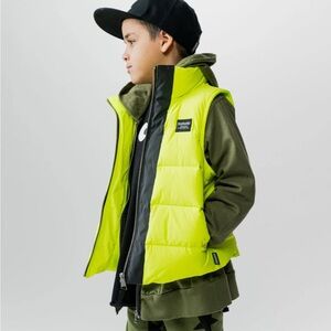 Kids Neon Yellow Puffer Vest by Nununu